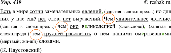 Изображение 439. Спишите, поставьте разделительные или выделительные запятые, действуя по инструкции, данной в предыдущем упражнении. Используйте графические условные...